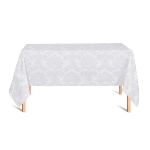 Toalha De Mesa 6 Lugares 1,60x2,00 Jacquard Medalhão Adamascado Retangular Branco