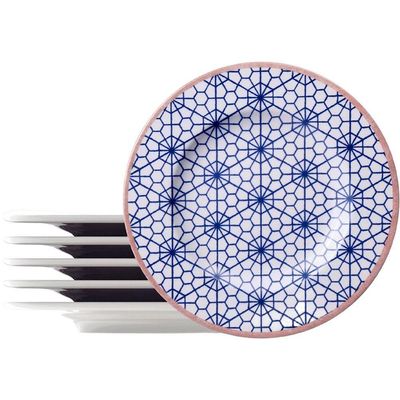 Jogo Pratos Sobremesa Lanche 6 Pessoas 6pçs Abstratta 21cm