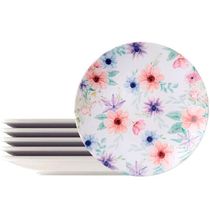 Jogo Pratos Sobremesa Lanche 8 Pessoas 8 Pçs Floratta 21cm