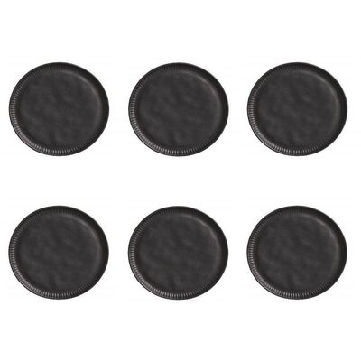 Conjunto De Pratos De Sobremesa 06 Peças Linhas Preto Matte Porto Brasil