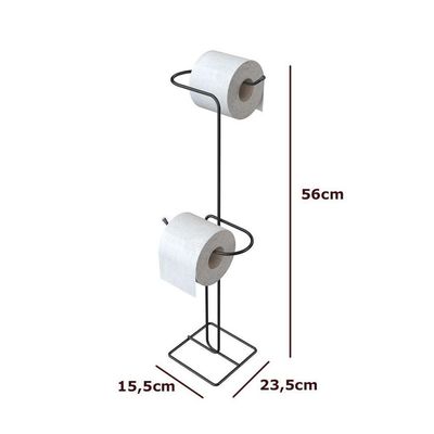 Suporte Duplo Para Papel Higiênico De Chão - Stolf Preto