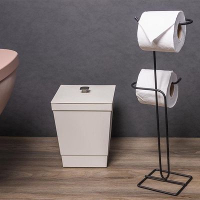 Suporte Duplo Para Papel Higiênico De Chão - Stolf Preto