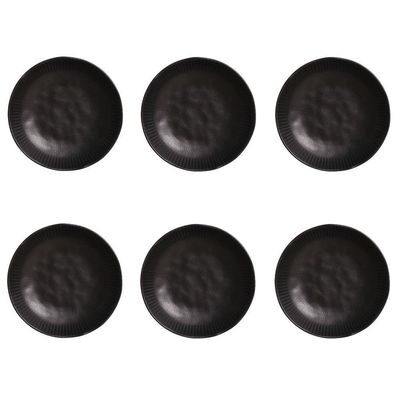 Conjunto De Pratos Fundos 06 Peças Linhas Preto Matte Porto Brasil