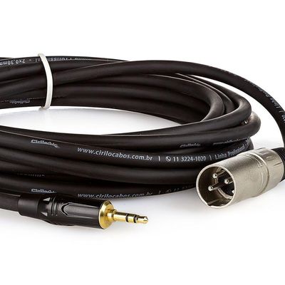 Cabo Profissional Xlr Macho Para P2 Macho Estereo - 3 Metros