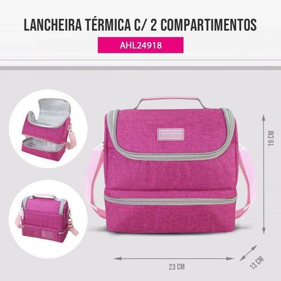 Bolsa Térmica C/ 2 Compartimentos Vibe Pink Cinza
