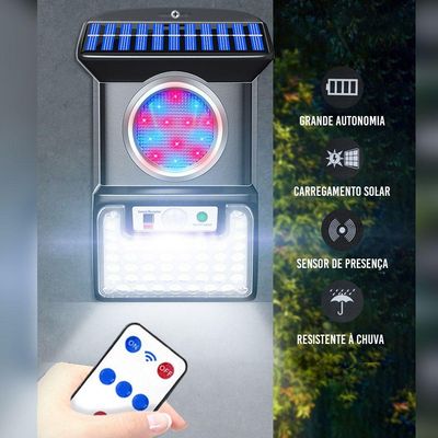 Luminaria Solar Sensor De Proximidade Led 4 Modos Spot Alta Garagem Potencia Jardins Estacionamento