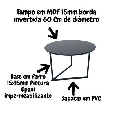 Mesa De Centro Jade Pé De Ferro Design Industrial