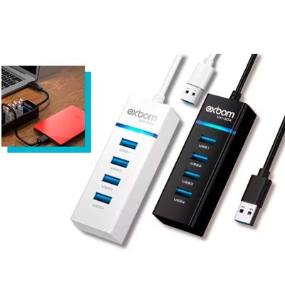 Hub Usb 3.0 Extensor 4 Portas Led Indicador High Speed Hd