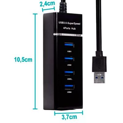Hub Usb 3.0 Extensor 4 Portas Led Indicador High Speed Hd
