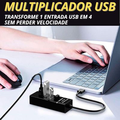 Hub Usb 3.0 Extensor 4 Portas Led Indicador High Speed Hd