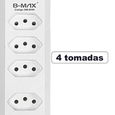 Extensao 4 Tomadas + 3 Usb B-max Filtro De Linha