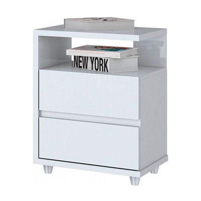 Mesa De Cabeceira Campeche 2 Gavetas Henn D07-10 Branco
