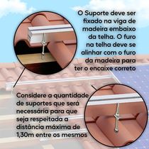 Estrutura Painel Solar Suporte Parafuso Telhado - Kit 6 Un