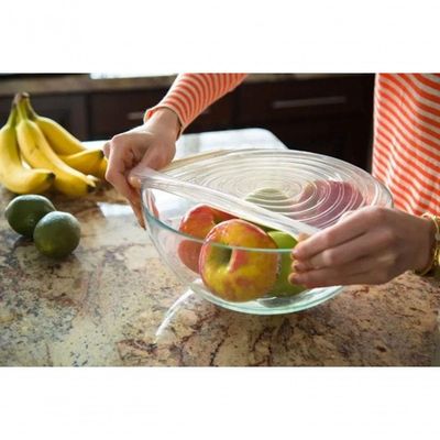 2 Kit 6 Tampas Panela Silicone Pote Forma Universal Elástica