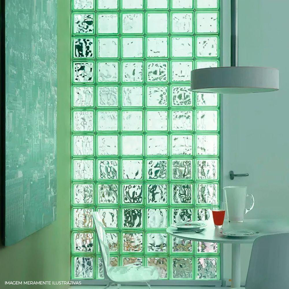 Tijolo Bloco De Vidro Wave Colorido 19x19x8 Un Tradestar Verde