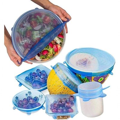 Kit 06 Tampas De Panela Silicone Reutilizável Elástica