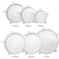Kit 06 Tampas De Panela Silicone Reutilizável Elástica