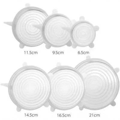 Kit 06 Tampas De Panela Silicone Reutilizável Elástica