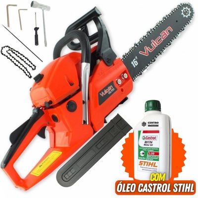 Motosserra Vulcan Vsl450 + óleo Lubrificante Castrol Stihl