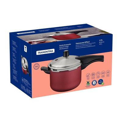 Panela De Pressão Effect Alumínio Revestimento Antiaderente 20 Cm 4,5 L Vermelho Tramontina 20591720
