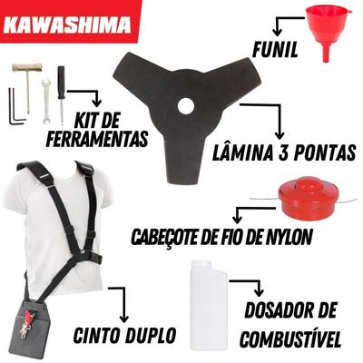 Roçadeira Kawashima Kw52l Faca 3p + Carretel + óleo Stihl 2t