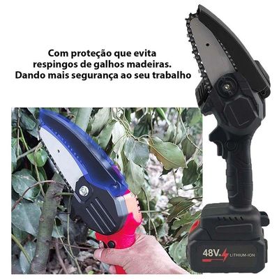 Mini Motosserra Elétrica Bateria Recarregável Portátil