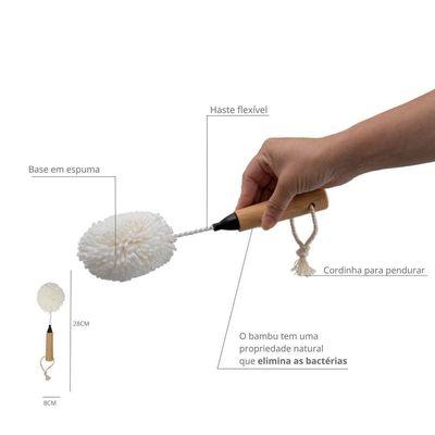 Escova De Bambu Oikos Flexível Para Limpeza De Copos Preta