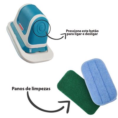 Escova Limpeza 2 Em 1 Eletrica Sem Fio Retratil Esfrega Poli Limpa Vidros Janelas Chao