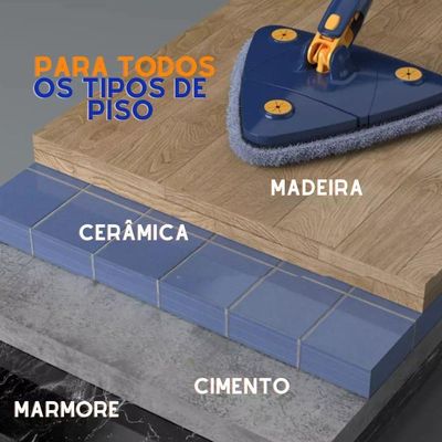 Mop De Limpeza Ajustável Giratório 360 Graus Mop Triângulo