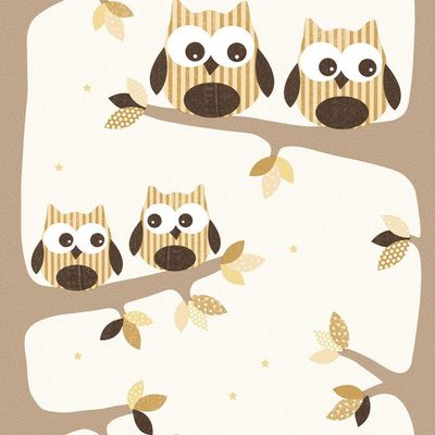 Papel De Parede Fofura Baby Corujas Marrom Ff4045
