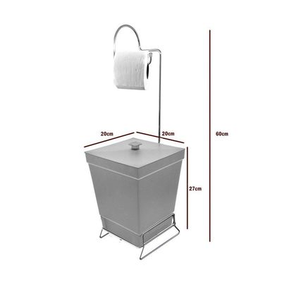 Lixeira Com Suporte De Papel Higiênico - Stolf Cinza