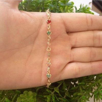 Pulseira Feminina Vários Corações Banhado A Ouro