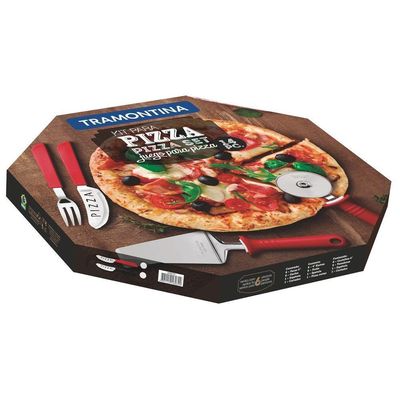 Kit Para Pizza Tramontina Com Lâminas Em Aço Inox E Cabos De Polipropileno Preto 14 Peças Tramontina