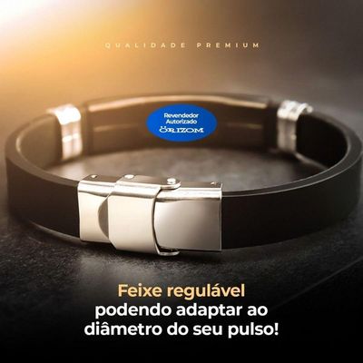 Pulseira Oração Pai Nosso Placa Silicone Preta Masculina Presente Casual Religiosa Social