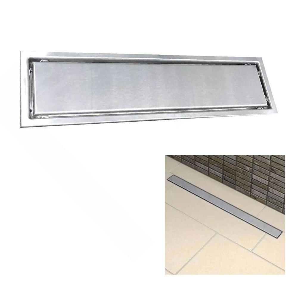 Ralo Linear Oculto 50cm Aço Inox Invisivel Banheiro Lavabo Anti Odor Anti Inseto Seguro Higienico
