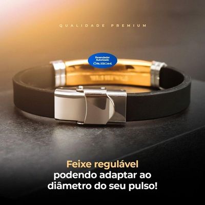 Pulseira Banhada Ouro Pai Nosso Dourada Masculina Silicone Social Qualidade Premium Casual