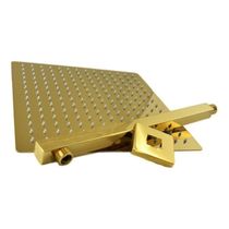 Ducha Chuveiro Inox 20X20 Dourado Braço Quadrado