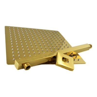 Ducha Chuveiro Inox 20X20 Dourado Braço Quadrado