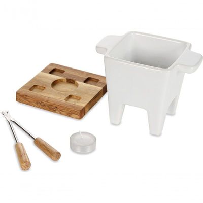 Fondue Em Cerâmica 5 Peças Bianco 300ml Boska Branco