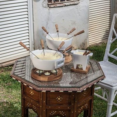 Fondue Em Cerâmica 5 Peças Bianco 300ml Boska Branco