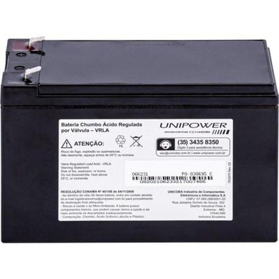 Bateria Estacionária Selada 12v 7ah Vrla Up1270e Unipower