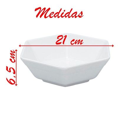 Kit 02 Tigelas Melamina Hexagonal Branca 1 Litro