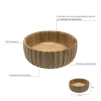 Bowl Canelado De Bambu Oikos 19cm Redondo