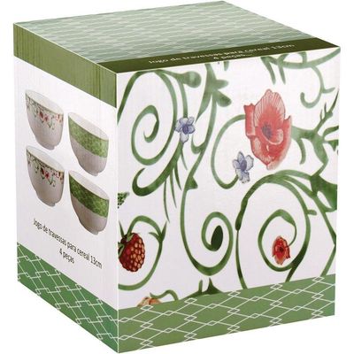Delicata Tigela 7X14X14Cm 500Ml Bonechina Verde 4Pç