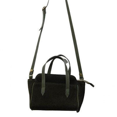 Bolsa Pequena De Couro Camurçado Zup Cor Verde Escuro