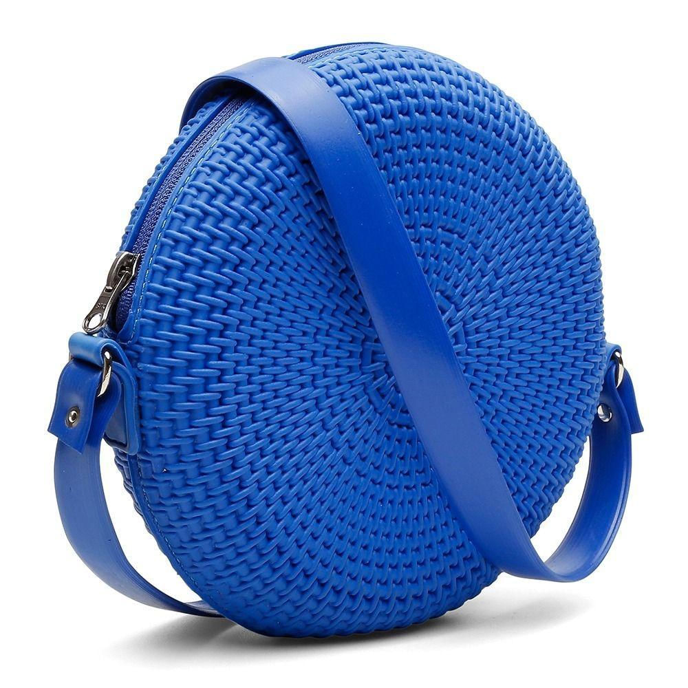 Bolsa Basica Redonda Feminina Fecho Ziper Alça Transversal