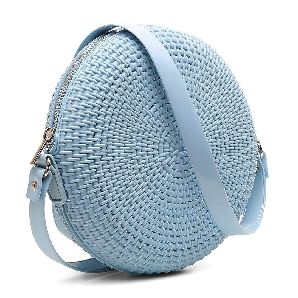Bolsa Transversal Feminina Design Delicado Modelo Redondo Com Zíper Para Passeios