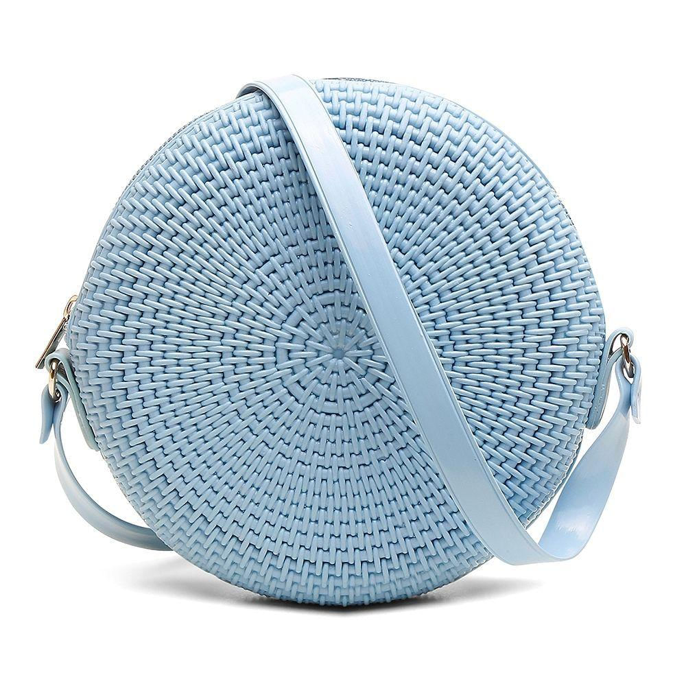 Bolsa Transversal Feminina Design Delicado Modelo Redondo Com Zíper Para Passeios