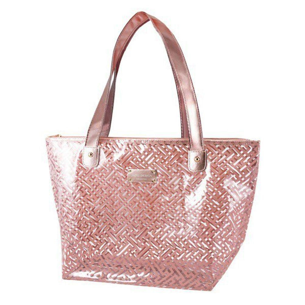 Bolsa De Ombro Transparente Diamantes Jacki Design Rosa