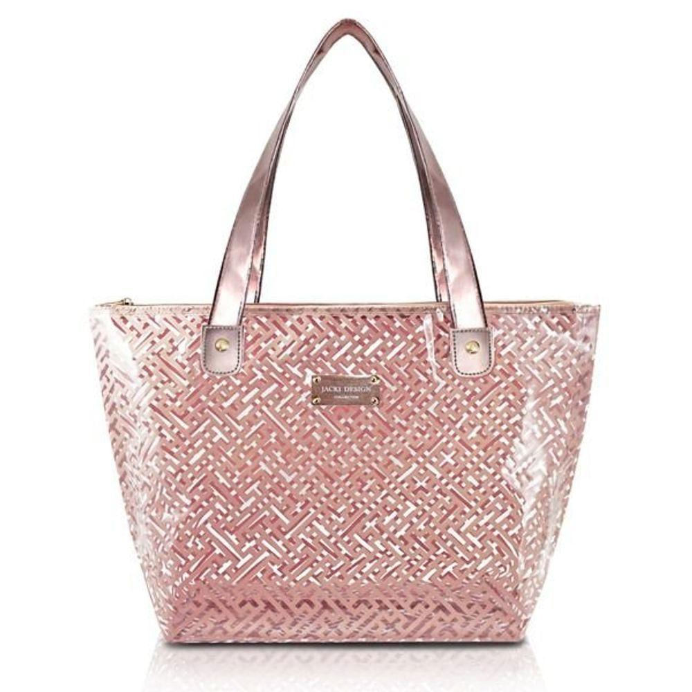 Bolsa De Ombro Transparente Diamantes Jacki Design Rosa